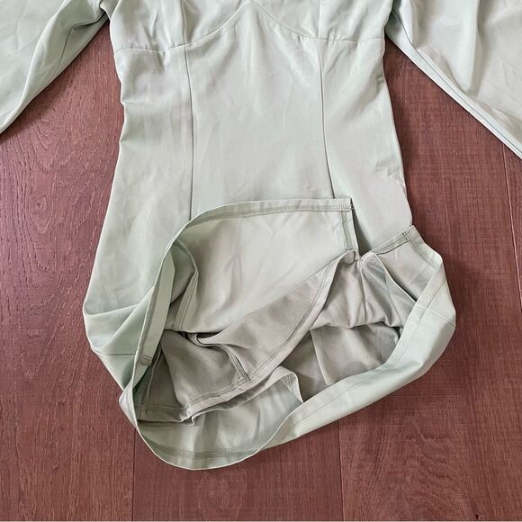 Kendall & Kylie Bustier Slit Satin Women's Mini Dress Sage Green (Size XS) - Picture 12 of 12